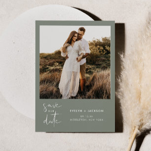 Invitation STELLA Modern Edgy Photo Enregistrer La Date Sage
