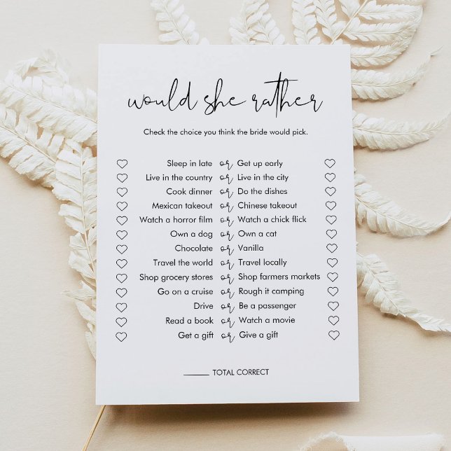 Invitation STELLA préférerait-elle Fête des mariées Game Card (Créateur téléchargé)