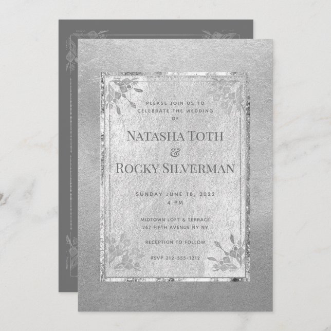 Invitation Sterling Silver Affair Mariage & Parti (Devant / Derrière)