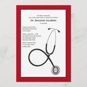 Invitation Stethoscope avec Red Border Médicale Retirement In