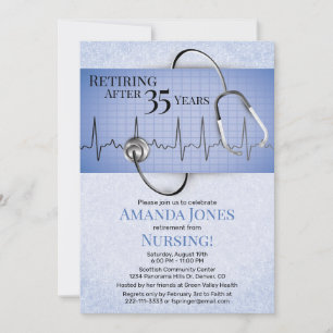 Invitation Stéthoscope ECG Infirmière Retraite Partie Invitat