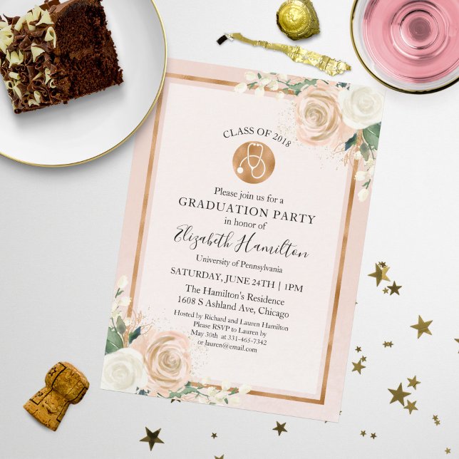 Invitation Stethoscope École de soins infirmiers Grad Party p (Créateur téléchargé)