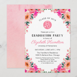 Invitation Stethoscope Médicale Nursing School Grad Party