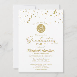 Invitation Stethoscope Nursing School Grad Party Gold White