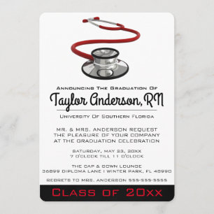 Invitation Stethoscope tendance Ecole Médicale Graduation