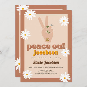 Invitation STEVIE Retro les années 70 Daisy Peace Out Bachelo