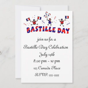 Invitation Stick du 14 juillet avec drapeaux français