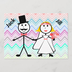 Invitation Stick Figure Chevron Jack et Jill Wedding shower