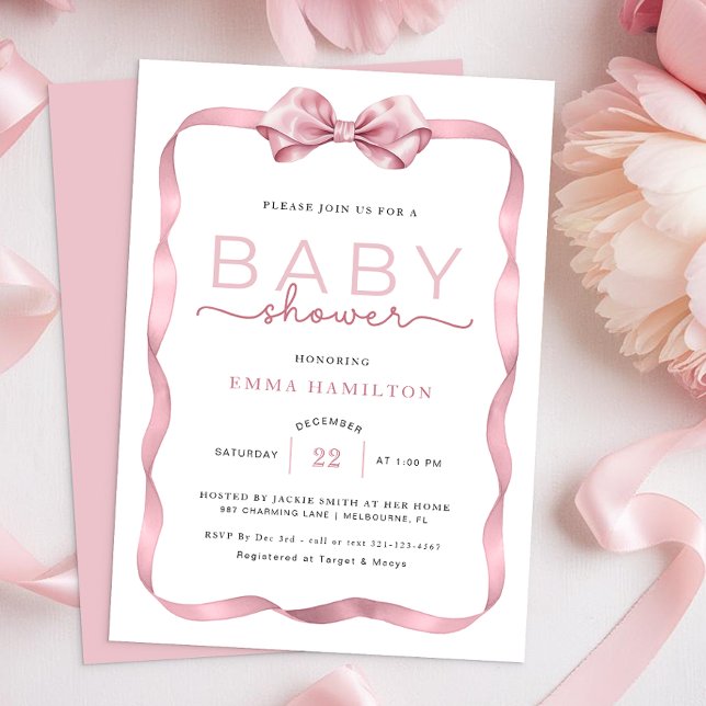 Invitation Sticker Baby shower Coquette Merci - Élégant P (Baby Shower Invitation)