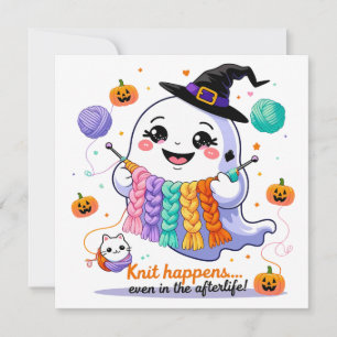 Invitation Sticker d'invitation Kawaii Ghost Tricot Halloween