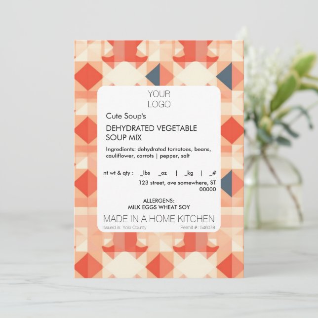 Invitation Sticker Modèle Étiquette de cuisine de chalet (Debout devant)