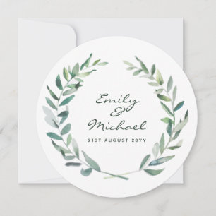 Invitation Stickers Feuille Olive Rustique Personnalisé