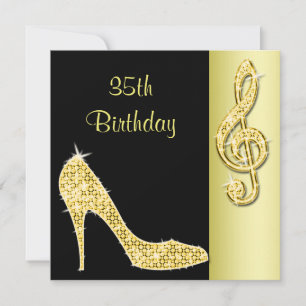 Invitation Stiletto Doré & Clé de Sol 35e Anniversaire