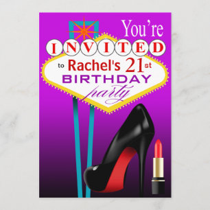 Invitation Stiletto et Lipstick Violet du Las Vegas Party