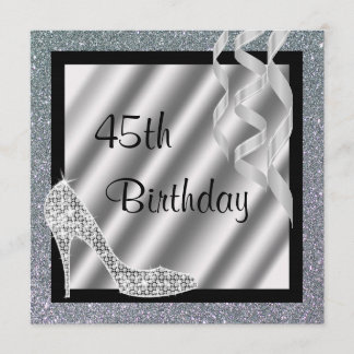 Invitation Stiletto et Streamers de la Glittery 45e anniversa