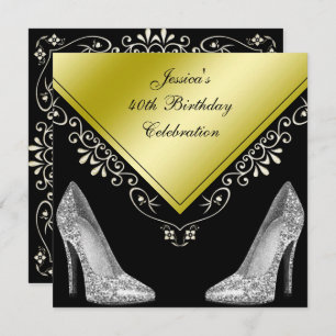 Invitation Stilettos et perles décoratives 40e anniversaire