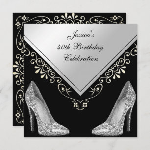 Invitation Stilettos et perles décoratives 40e anniversaire