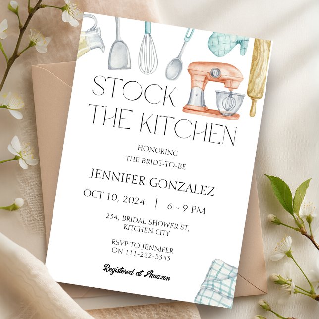 Invitation Stock de la Fête des mariées de Cuisine de la cuis (Stock the Kitchen Pantry Cooking Bridal Shower Invitation)