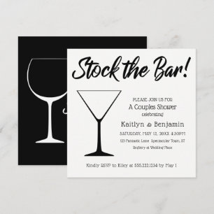 Invitation Stock en noir/blanc  du Bar Couples Douche