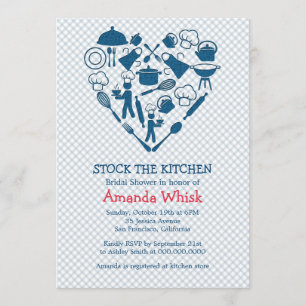 Invitation Stock La Cuisine   Fête des mariées bleue