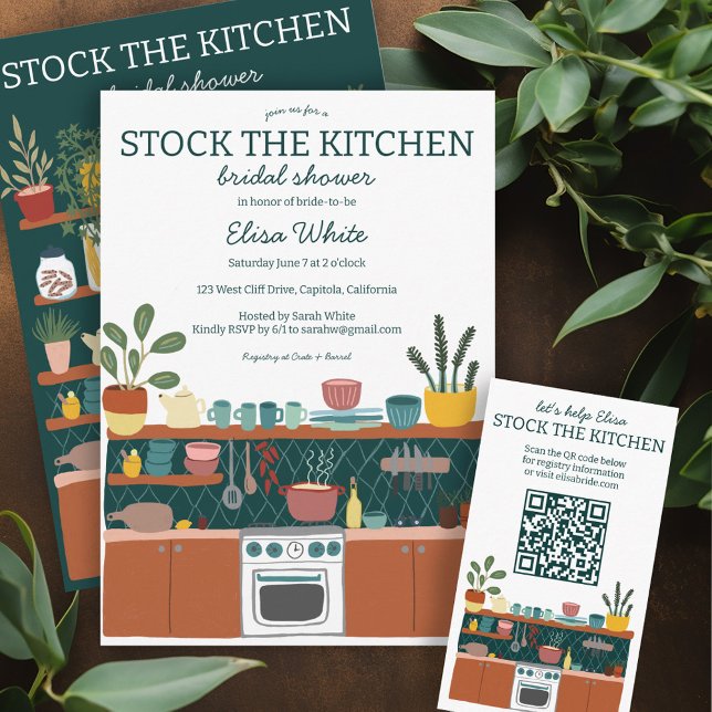 Invitation STOCK LA CUISINE Fête des mariées Cute PERSONNALIS (STOCK THE KITCHEN Bridal Shower Cute CUSTOM Invitation Collection)