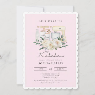 Invitation Stock La Cuisine Rose Retro Fête des mariées de cu