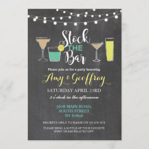 Invitation Stock La Douche du couple du Bar Chalk Party