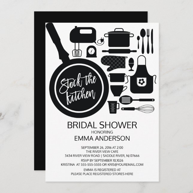 Invitation Stock moderne de la cuisine nuptiale douche Invita (Devant / Derrière)