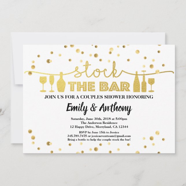 Invitation Stock The Bar Engagement Party White & Gold (Devant)