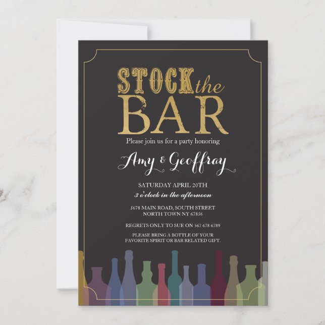 Invitation Stock The Bar Party Fiançailles Bouteilles Invitat (Devant)