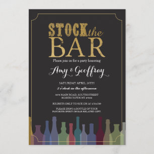 Invitation Stock The Bar Party Fiançailles Bouteilles Invitat