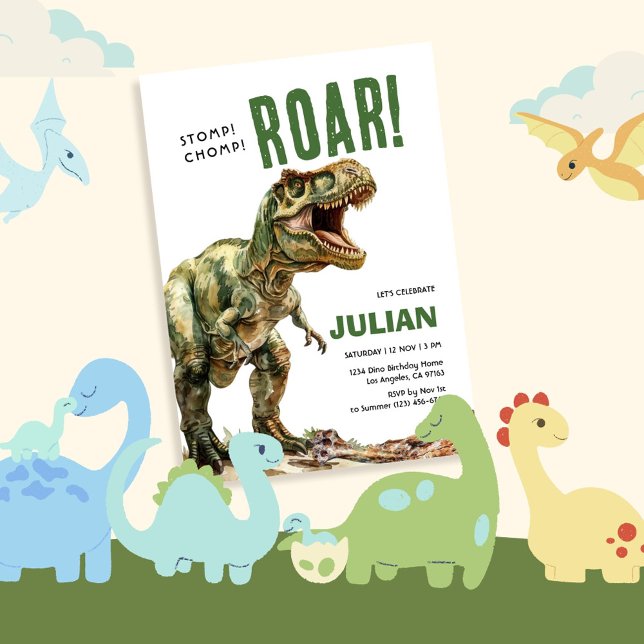 Invitation Stomp Chomp Roam Tyrex Anniversaire (Créateur téléchargé)