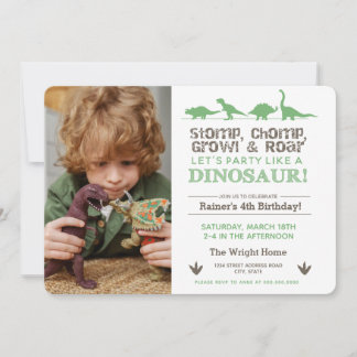 Invitation Stomp Chomp ROAR Anniversaire Dinosaure Télécharge