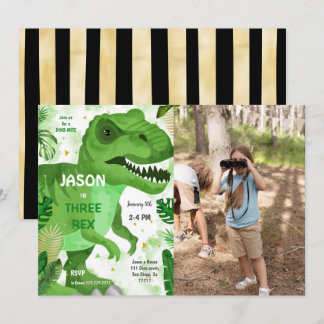 Invitation STOMP CHOMP Son Dinosaure Anniversaire Photo