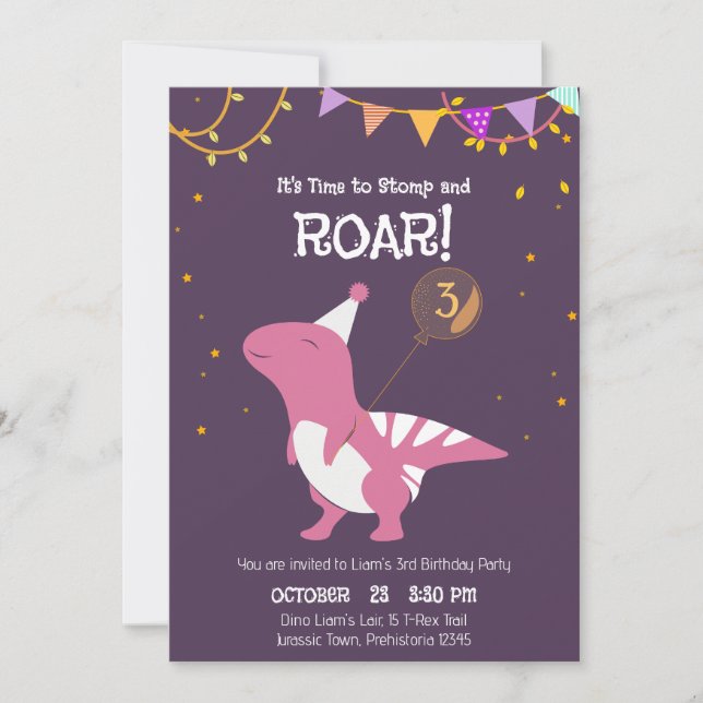 Invitation Stomp et Roar 3e anniversaire (Devant)