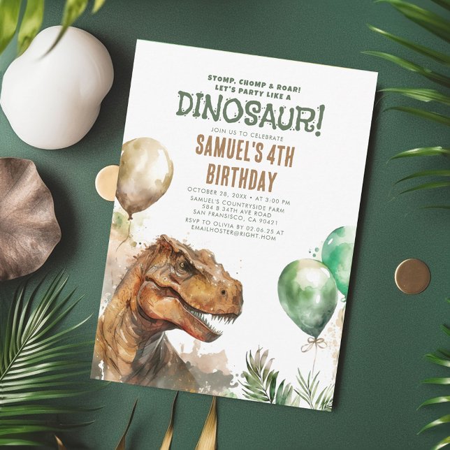 Invitation Stompe, Chompe et Rouler ! Dinosaures fête d'anniv (Dinosaur Birthday Invitations)