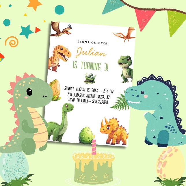 Invitation Stompe sur Dinosaur anniversaire (Créateur téléchargé)