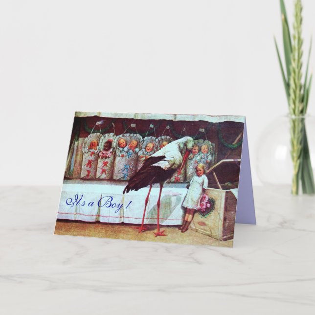 Invitation STORK BABY SHOWER Nouveau Baies Bleu (Devant)