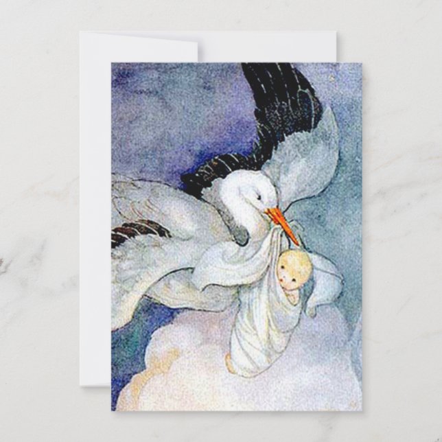 Invitation Stork et Baby personnalisable (Devant)