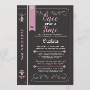 Invitation Story Book Cover Fairytale Princess Birthday Party
