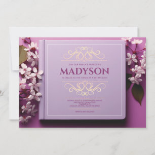 Invitation Story Book Cover Lavender Bat mitzvah Party