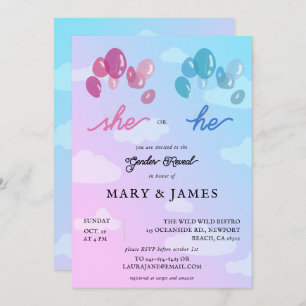 Invitation Storybook Ballons mignons Nuages Genre Revela Part