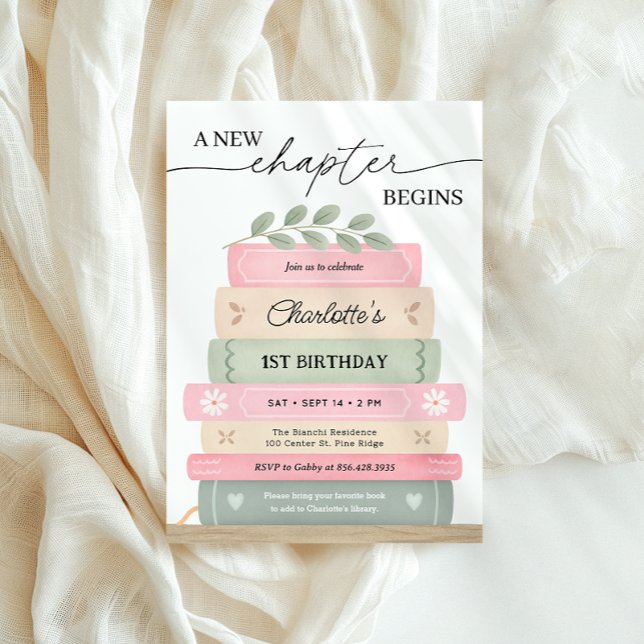 Invitation Storybook Birthday A New Chapter Begins (Créateur téléchargé)