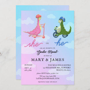 Invitation Storybook Dinosaures mignonette Parti de révélatio