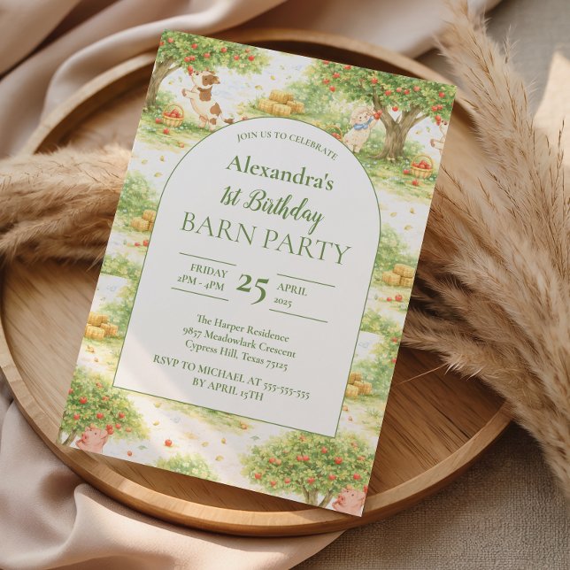 Invitation Storybook Farm Animals First Birthday (Créateur téléchargé)
