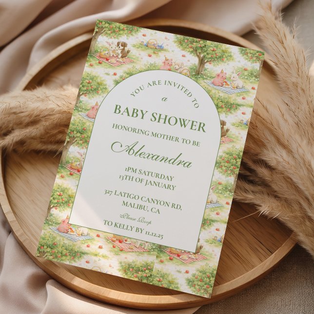 Invitation Storybook Farm Animals Floral Baby Shower (Créateur téléchargé)