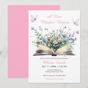Invitation Storybook Floral Pink Un nouveau Baby shower de ch