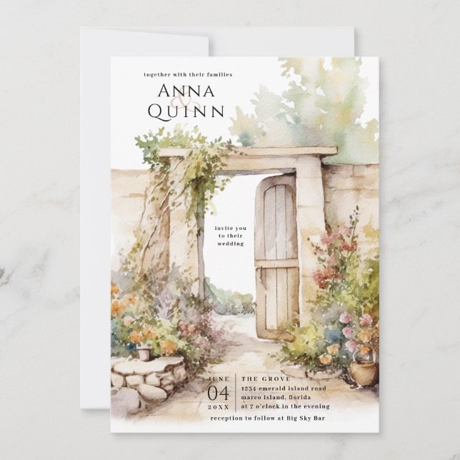 Invitation Storybook Garden Villa Mariage (Devant)