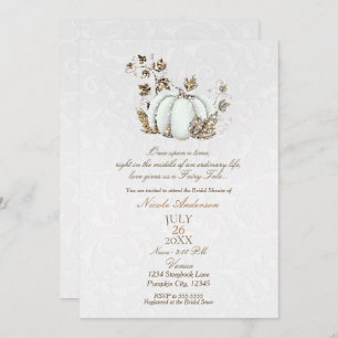 Invitation Storybook Gold White Citrouille Fairy Tale Bride