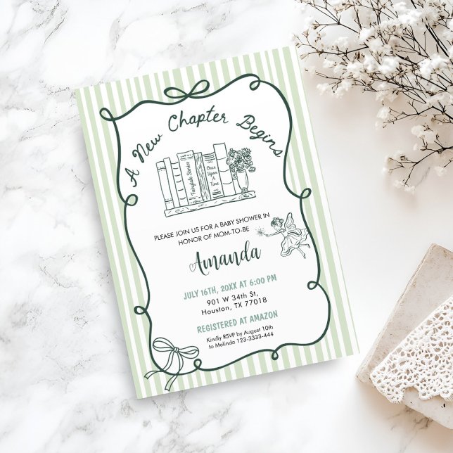 Invitation Storybook Green Baby Shower  (Créateur téléchargé)